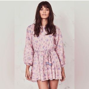 NWT LoveShackFancy Pink Floral Noelle Mini Dress